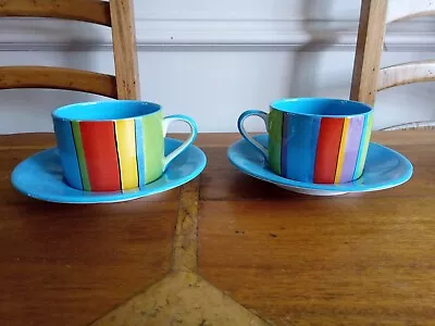 Pair Of Whittard Of Chelsea Hand Painted Cappuccino Cups And Saucers • £7.95