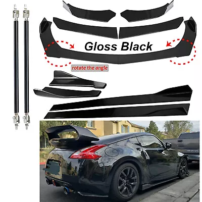 Front Bumper Lip Splitter For Nissan Maxima  Side Skirt Strut Rod Glossy Black • $79.99