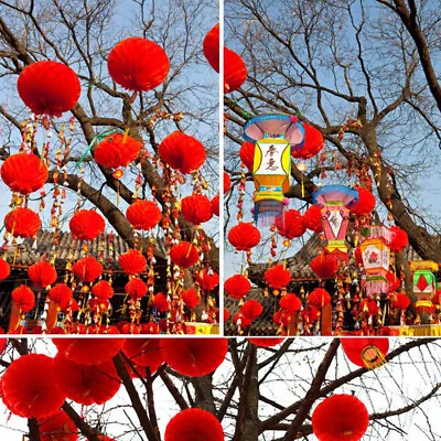 £3.26 • Buy 10Pcs 2023 Chinese New Year Traditional Chinese Red Paper Lanterns Decoration