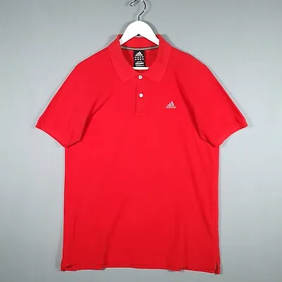 £24.97 • Buy Adidas Polo T-Shirt Mens Large Red Short Sleeve ClimaLite Performance Essentials