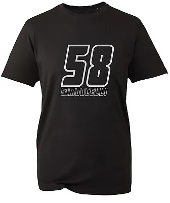 Marco Simoncelli T Shirt 58 Silver Text MotoGP T Shirts Honda Suzuki Ducati • £10.97