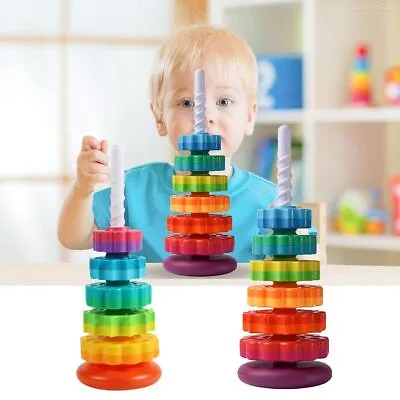 Spinning Stacker Baby Sensory Spin Gears Stacking Rings Toy Baby Learning Toys E • £8.56
