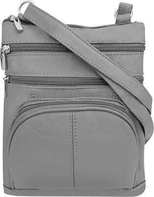 Roma Leathers Genuine Leather Multi-Pocket Crossbody Purse Bag XL • $23.99