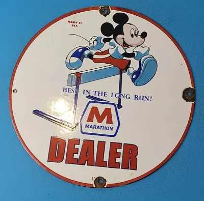 $119.47 • Buy Vintage Marathon Gasoline Porcelain Mickey Mouse Gas Service Station Pump Sign