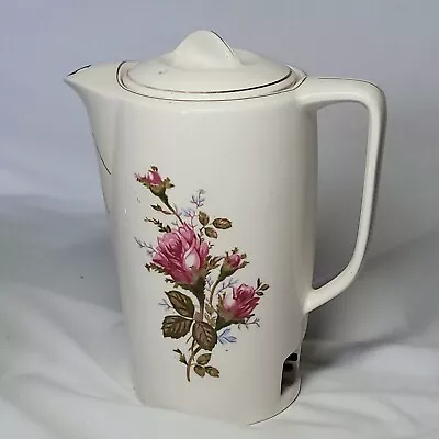 Electric Ceramic Tea Pot Cranberry Moss Rose Japan No Cord Vintage • $6.99