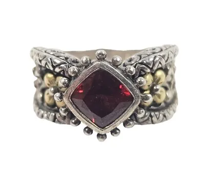 Barbara Bixby Sterling Silver & 18k Red Garnet Ring Size 7 • $94.99