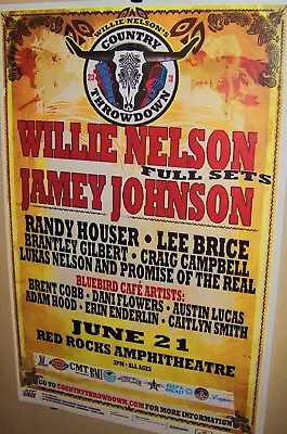 $25 • Buy WILLIE NELSON & JAMEY JOHNSON In Concert Show Poster Denver Co RED ROCKS  COOL