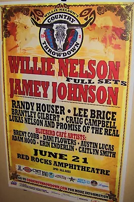 WILLIE NELSON & JAMEY JOHNSON In Concert Show Poster Denver Co RED ROCKS  COOL • $25