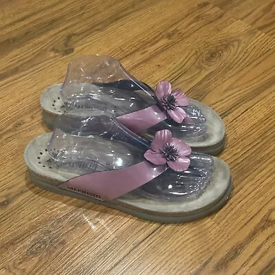 Mephisto Sandals Womens 41 US 11 Pink Purple Flower SlipOn Slide Footbed Leather • $40