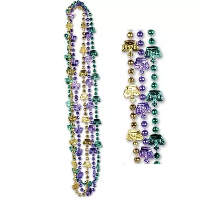 Mardi Gras Crown Beads 3 Pack 33  Plastic Mardi Gras Beads Decorations Supplies • $2.49