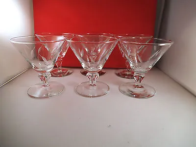 Vintage Lot Of Six Clear Cut Glass Sherbet Glasses Willow • $14.99