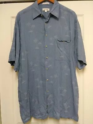 VTG Pierre Cardin Mens LTBlue Palm Tropical Hawaiian Button Front SS Shirt • $13