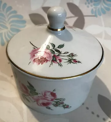 £3.50 • Buy Old Foley James Kent China Tone Powder Pot Rose Staffordshire England White Dish