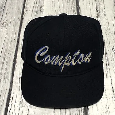 Vtg 80’s 90’s Black Compton Snapback Hat NWA Cap Adjustable • $140