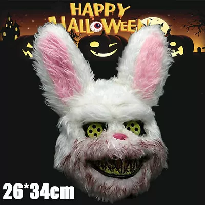 Bunny Bloody Plush Mask Halloween Horror Scary Creepy Killer Rabbit Costume HOT • £3.92