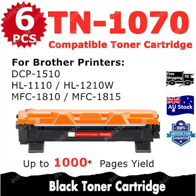 6x Non-OEM Toner TN1070 For Brother HL 1110 HL1110 MFC1810 HL1210W DCP1510 MFC • $43.60