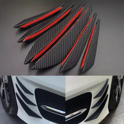 $12.99 • Buy 6Pcs Universal Carbon Fiber Car Front Bumper Canards Fins Spoiler Body Splitter 