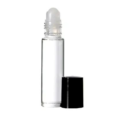 576 Bottles [CASE] PLAIN 1/3 Oz 10ml CLEAR Glass Roll On With BLACK Cap & Roller • $149.99