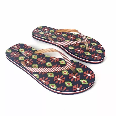 Vera Bradley Womens Flip Flops Size 7-8 Sun Valley Sandals Navy Red White Shoes • $19.99