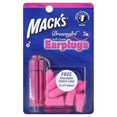 Mack’s Dreamgirl Soft Foam Earplugs 7 Pair With Travel Case - Small Ear Plugs  • $10.99