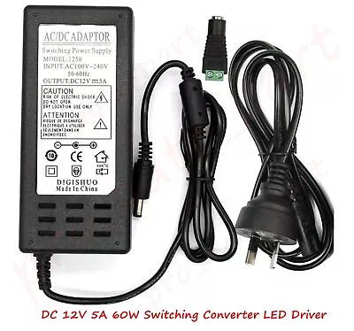 DC 12V 5A 60W Switching Converter LED Driver For LED Strip Light CCTV Camera AU • $15.99