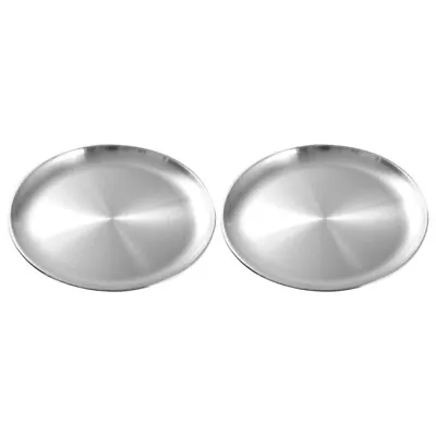  2 Pcs Containers For Fruit Metal Dinner Dishes Stainless Steel Plate Cake • £12.75