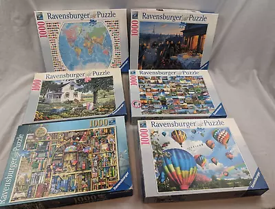 Lot Of 6 1000 Piece Ravensburger Puzzles Up Up & Away Bizarre Bookshop 2 & More • $39.95