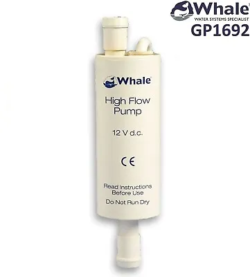 Water Pressure Pump Whale 12v In-line High Flow Motorhome Caravan Boat GP1692 • £72.95