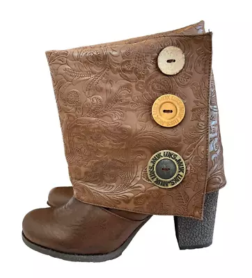 £28.71 • Buy Muk Luks Chris Brown Embossed Big Button Cuff Boot Bootie Womens US 8