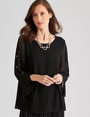 $20.73 • Buy Womens Noni B Sleeve Detail Chiffon Top | Blouse Clothing Tops