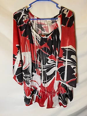 Venezia Womens Plus Size 1X 14/16 Silky Top Shirt Blouse Pretty Pattern • $11.95
