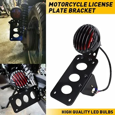 LED 3/4  Axle Motorcycle License Plate Bracket Tail Light Fit For Chopper Bobber • $31.99