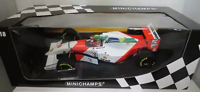 MINICHAMPS 1/18 McLAREN FORD MP4/8 AYRTON SENNA WINNER EUROPEAN GP 1993 + FLAG • $355.50