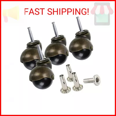 4 Pcs 2  Stem Casters Antique Ball Caster Wheel With Insert Sockets Replacement • $17.98