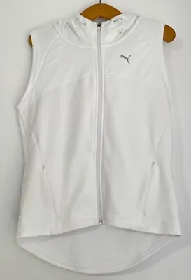 $31 • Buy Puma Mens White Sleeveless Zip Front Hoodie W/ Front Pockets Mens M Activewear