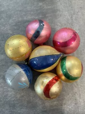 7 Vintage Mercury Glass Hand Painted Mica Adorned Christmas 🎄 Ornaments... • $20.07