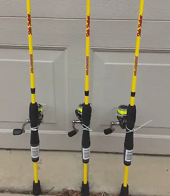 Lot Of 3 Mr. Crappie Lew's Slab Shaker 5'6  Spinning Rod & 50 Reel Combo W/line • $84.99