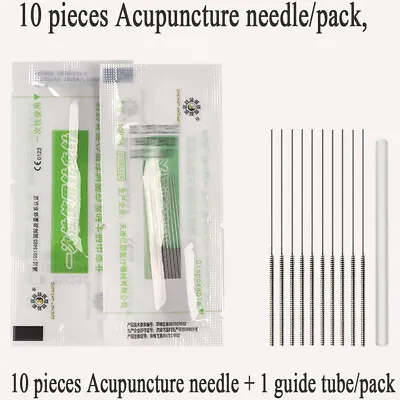 100 Pcs Acupuncture Needles 0.35x25/40/50/60/75mm (10 Pcs/pack+1 Guide Tube) • £8.99