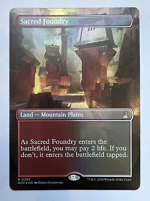 MTG Sacred Foundry (Borderless Foil) Ravnica Remastered NM #2 • $8