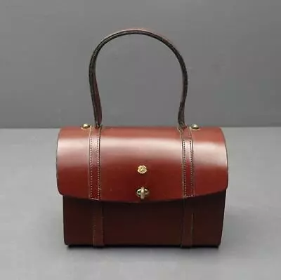 Vtg John Romain Red/Brown Marcolino Italian Leather Top Handle Handbag Made10-68 • $149.99