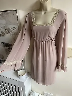 Beautiful Topshop Maternity Size 10 Mauve Lace Dress Boho Tea • £9.95