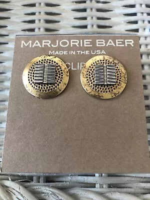 Vintage Estate Marjorie Baer MB SF Hammered Metal Clip On Artisan Earrings! NEW! • $29.99