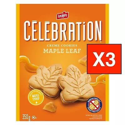 3x Boxes Leclerc Celebration Maple Leaf Creme Cookies 350g Each - Canada - FRESH • $26.45