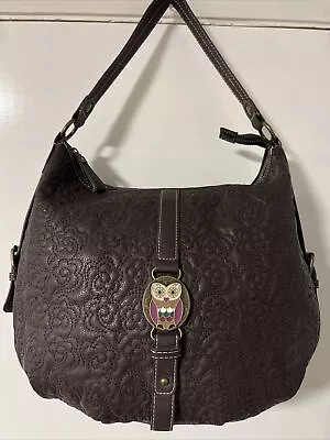 Mantaray Ladies Hand Bag In Brown Leather Look Owl Theme Great Clean Condition • £24.99