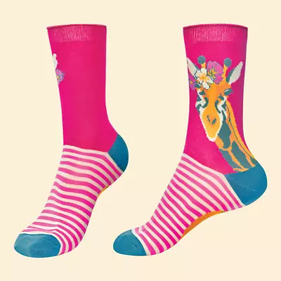 £8.99 • Buy Ladies Bamboo Mix Fancy Giraffe Ankle Sock Perfect Gift By Powder SOC591
