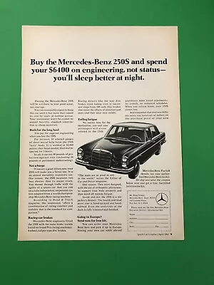 1967 Mercedes Benz 250s 250 S Original Vintage Print Ad Advertisement • $6.54