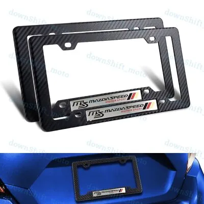 2 PC MazdaSpeed Car Emblem W/ Carbon Look ABS License Plate Frame For Mazda 3 6 • $13.55