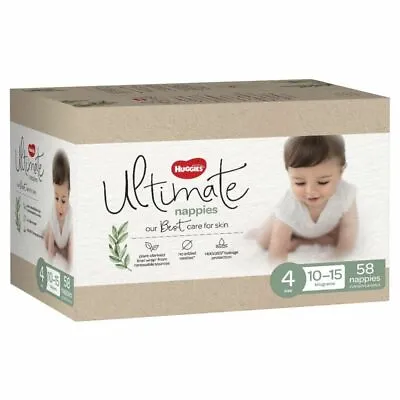$34.99 • Buy Huggies Ultimate Nappies Jumbo Toddler Size 4/10-15kg 58 Pack