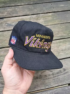 VINTAGE Minnesota Vikings Snap Wool Back Black Script Sports Specialtie Rare! • $130