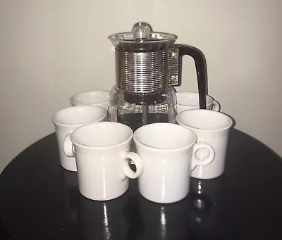 VTG Atomic Cory Glass Coffee Percolator  8 Cup W/ Instruct & 8 Fiesta Ware Cups! • $50